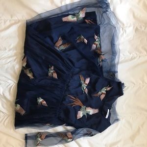 Dark blue crane dress XL